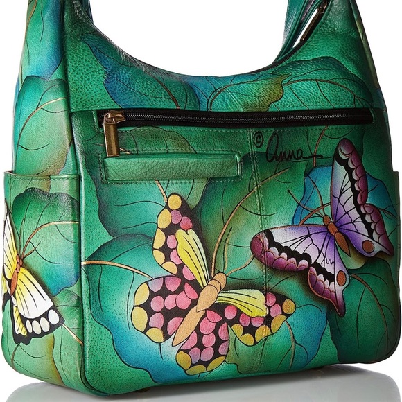 Anuschka Women's Genuine Leather Large Hobo Handbag -FREE SHIPPING - Picture 2 of 11